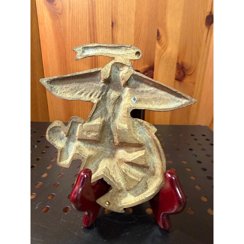 Vintage Solid Brass Eagle Anchor Wall Plaque Nautical Military 6" - Picture 3 of 5